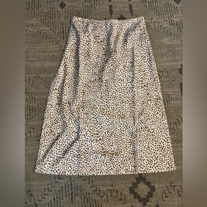 J.Crew Leopard Print Midi Skirt Size Small Elastic Waist Brown Cream